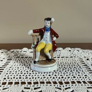 Vtg Porcelain Victorian Man Figure On Bench Figurine Stamped Japan Collectible